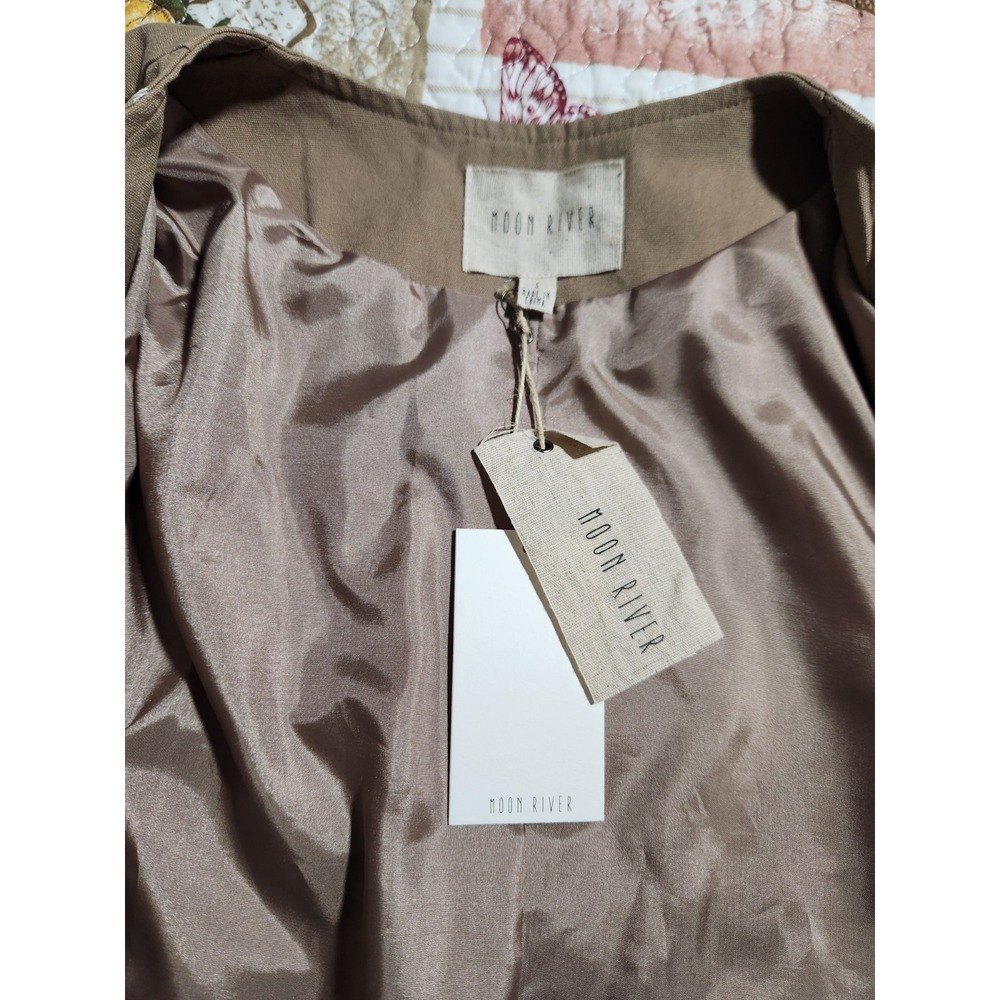 Anthropologie Moon River  Women's Beige Tan Embroidered Short Jacket Coat Size S - Picture 10 of 12